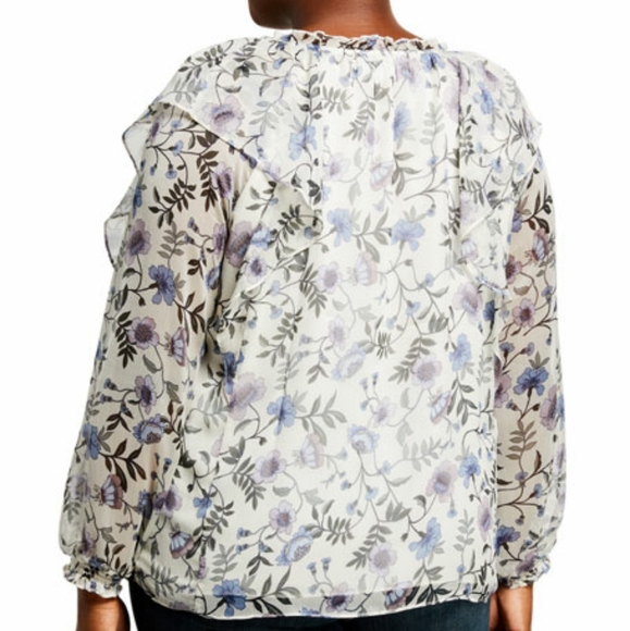 CeCe Bloomsbury Chiffon Ruffled Blouse, Plus 1X - Picture 2 of 6